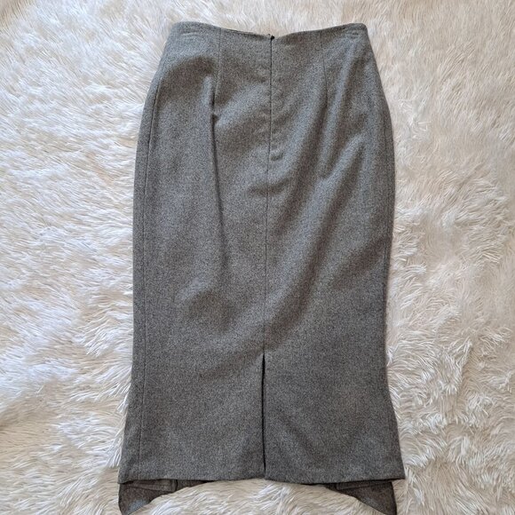 Emanuel Ungaro Size 34  (US 2) Gray Wool Ruffled Midi Skirt EUC - Picture 5 of 13